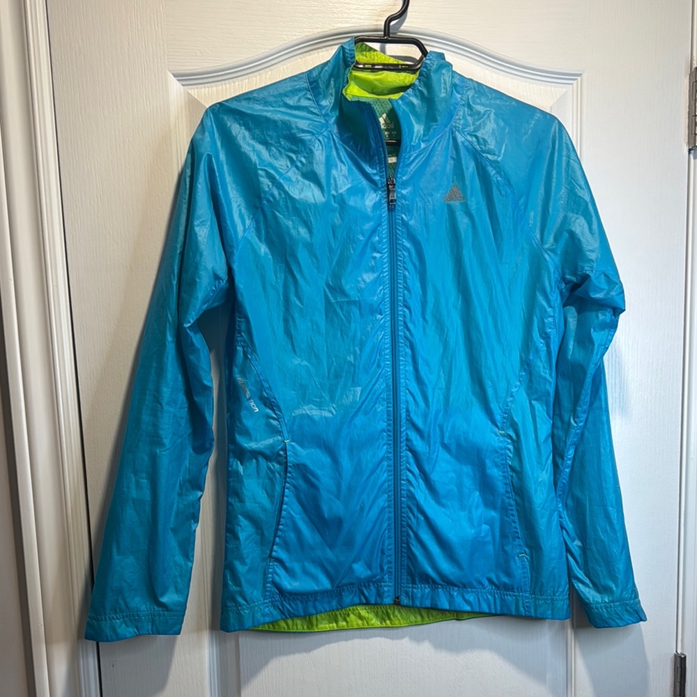 Adidas climalite bright blue and yellow lightweight athletic coat